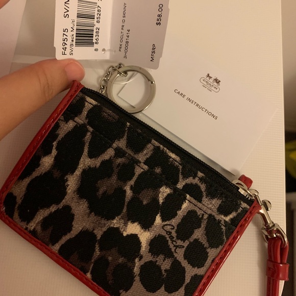 Coach brand new card holder with key chain